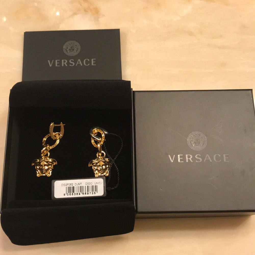 Versace Medusa Head Drop Earrings NWT - Picture 7 of 8